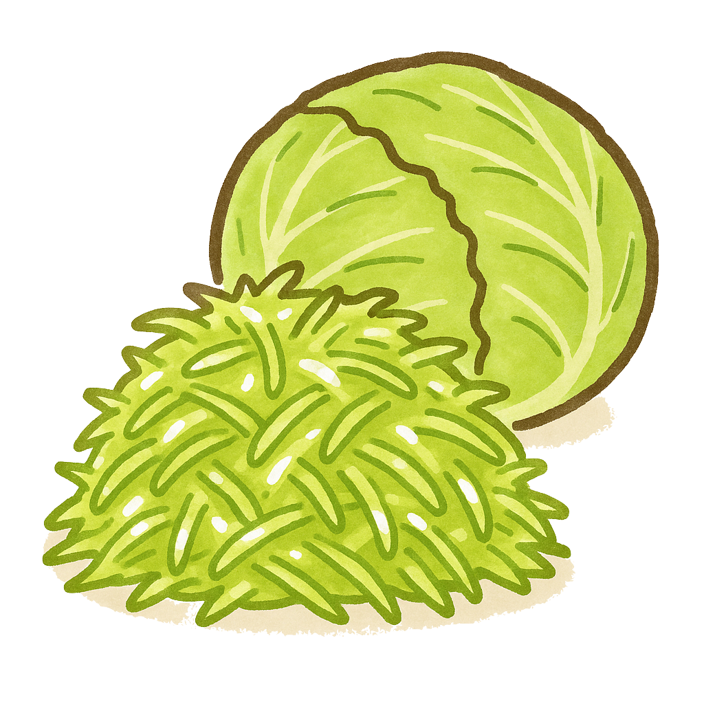 千切りされたキャベツのイラスト|日本語教育のイラストサイト