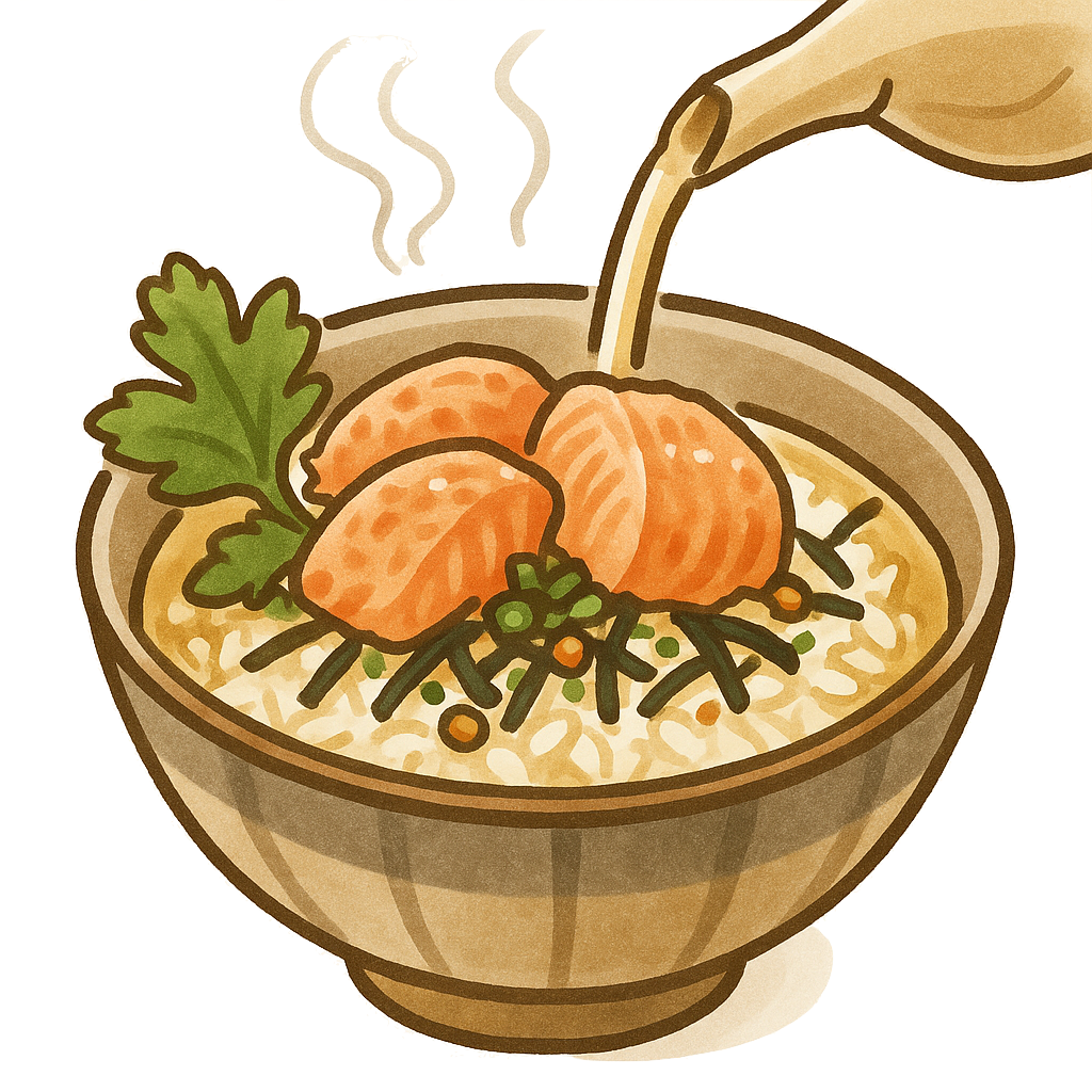 お茶漬けイラストオーダー 料理】鮭茶漬けのイラスト｜日本語教育のイラストサイト